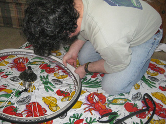 Marcus checking tire